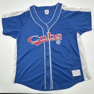VTG 90s Women's Chicago Cubs Baseball Jersey Sz XL Blue Campus Lifestyle Genuine